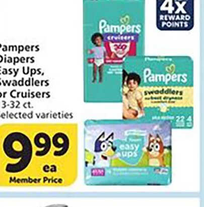 Pampers Diapers Easy Ups, Swaddlers or Cruisers at Vons