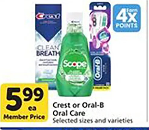 Crest or Oral-B Oral Care at Vons