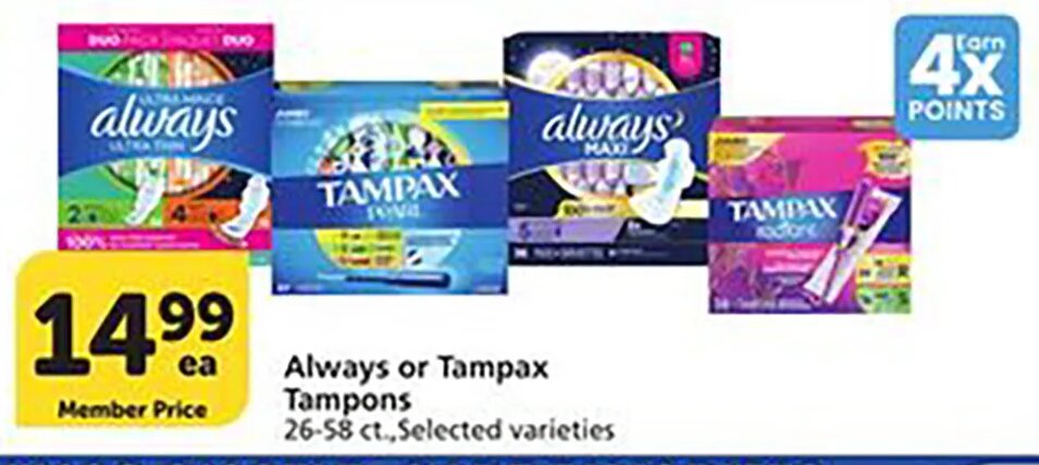 Always or Tampax Tampons