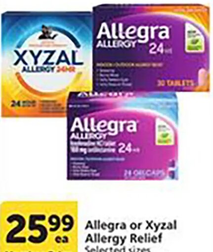 Allegra or Xyzal Allergy Relief
