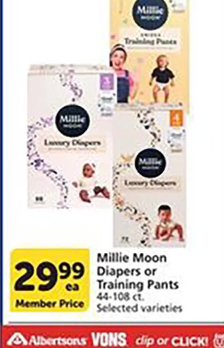 Millie Moon Diapers or Training Pants at Vons