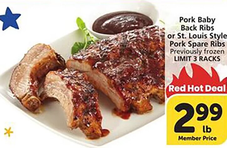 Pork Baby Back Ribs or St. Louis Style Pork Spare Ribs