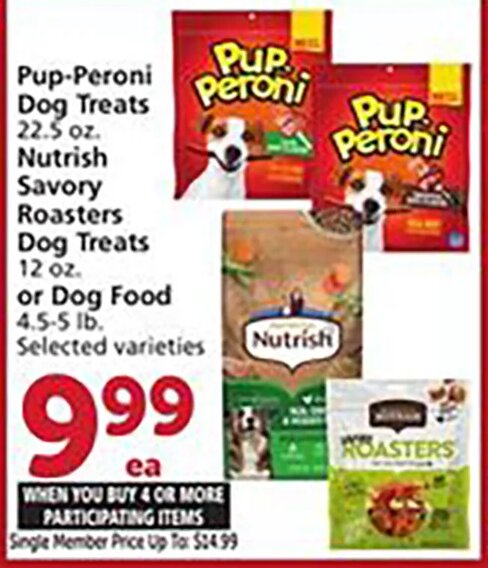 Pup-Peroni Dog Treats or Nutrish Savory Roasters Dog Treats or Dog Food at Vons