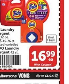Tide Laundry Detergent at Vons