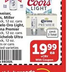 Coors Light, Modelo or Corona at Vons