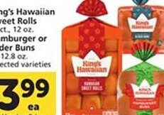King's Hawaiian Sweet Rolls or Slider Buns