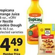 Tropicana Orange Juice or Nestle Cookie Dough at Vons