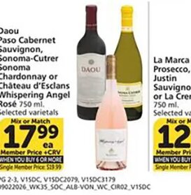 Daou Cabernet, Sonoma-Cutrer or Whispering Angel
