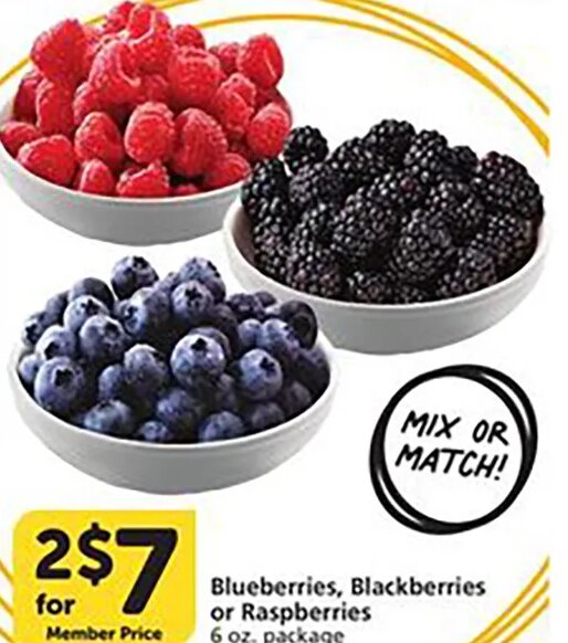 Blueberries, Blackberries or Raspberries at Vons