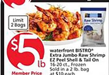 waterfront BISTRO Extra Jumbo Raw Shrimp at Vons