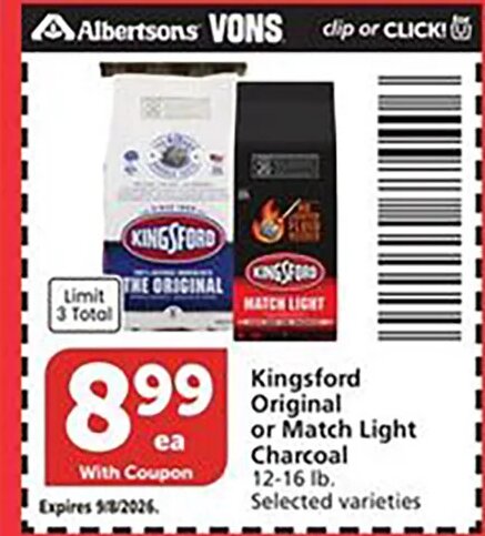 Kingsford Original or Match Light Charcoal