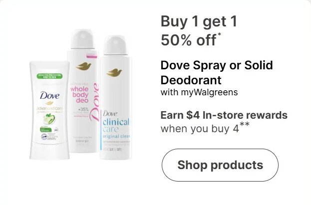 Dove Spray or Solid Deodorant