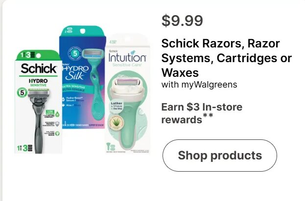 Schick Razors, Razor Systems, Cartridges or Waxes