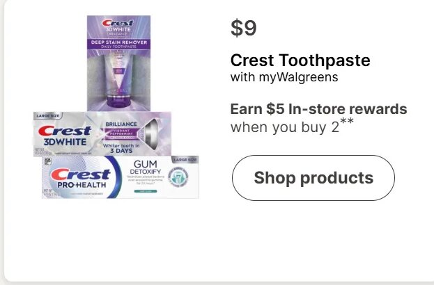 Crest Toothpaste at Walgreens