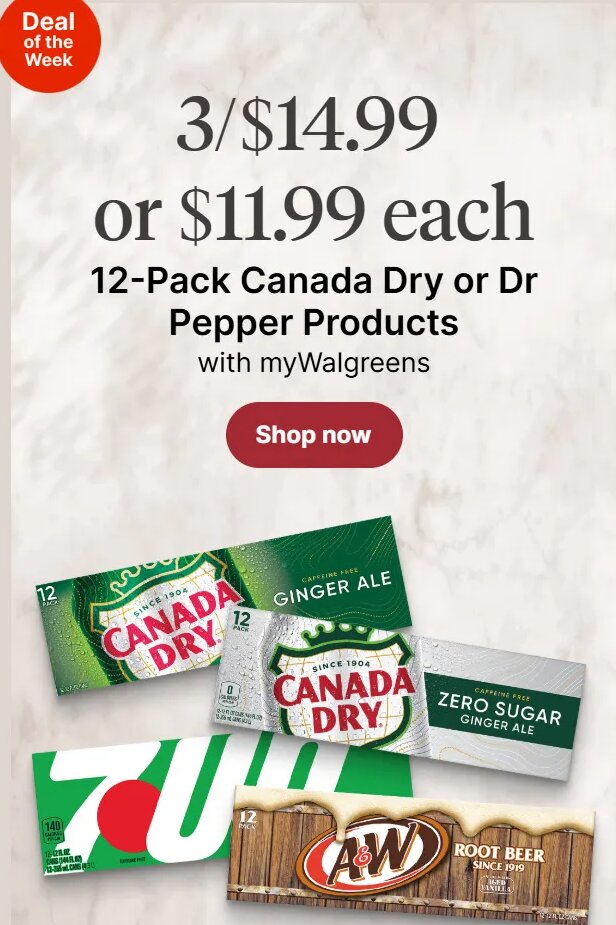 12-Pack Canada Dry or Dr Pepper Products