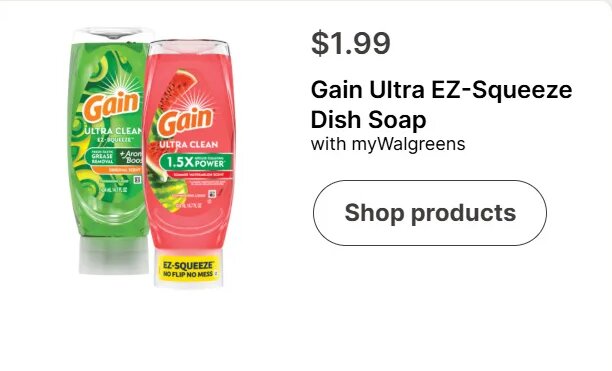 Gain Ultra EZ-Squeeze Dish Soap at Walgreens