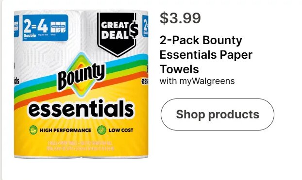 2-Pack Bounty Essentials Paper Towels at Walgreens