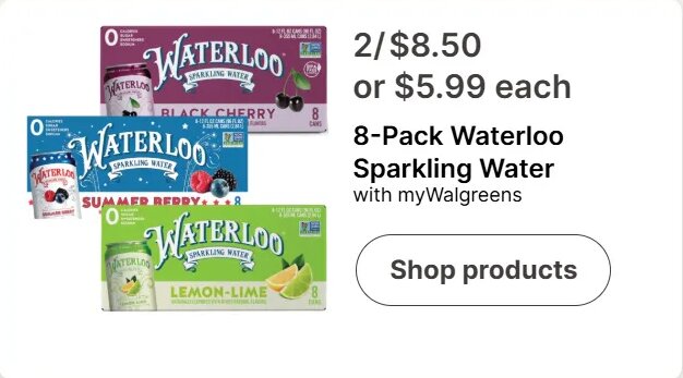 8-Pack Waterloo Sparkling Water