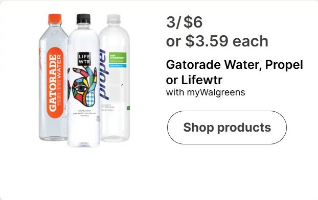 Gatorade Water, Propel or Lifewtr at Walgreens