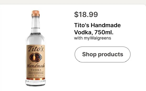 Tito's Handmade Vodka, 750ml.