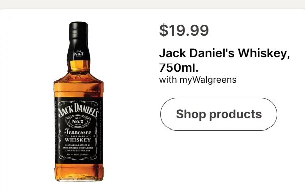Jack Daniel's Whiskey, 750ml.