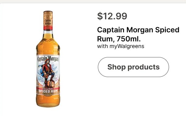 Captain Morgan Spiced Rum, 750ml.