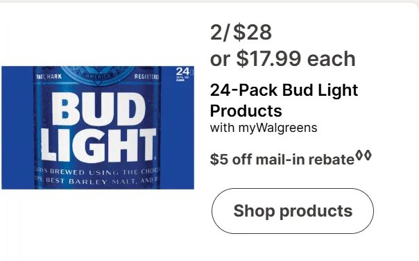 24-Pack Bud Light Products at Walgreens