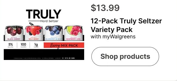 12-Pack Truly Seltzer Variety Pack at Walgreens