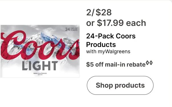 24-Pack Coors Products at Walgreens