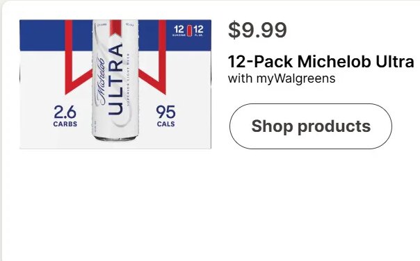 12-Pack Michelob Ultra at Walgreens