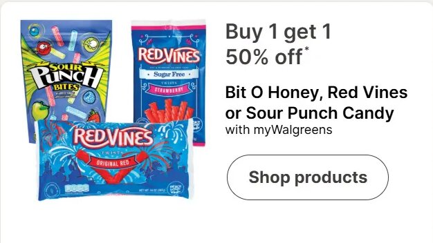 Bit O Honey, Red Vines or Sour Punch Candy