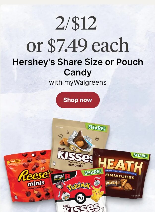 Hershey's Share Size or Pouch Candy at Walgreens