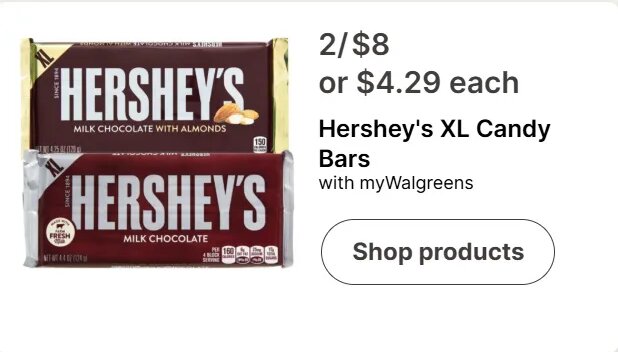 Hershey's XL Candy Bars at Walgreens