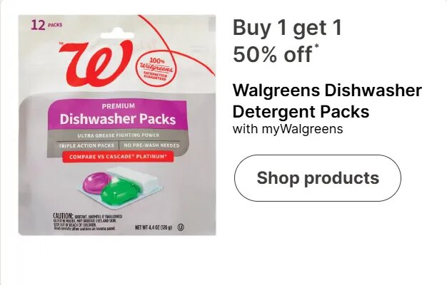 Walgreens Dishwasher Detergent Packs