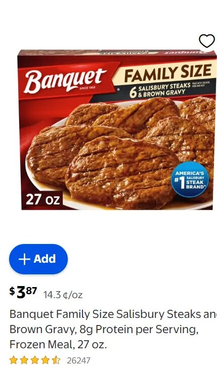 Banquet Family Size Salisbury Steaks and Brown Gravy