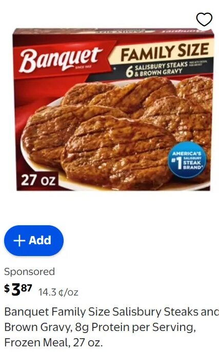 Banquet Family Size Salisbury Steaks and Brown Gravy at Walmart