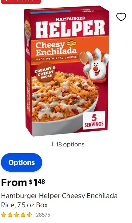 Hamburger Helper Cheesy Enchilada Rice