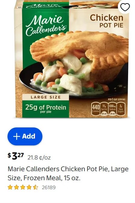 Marie Callenders Chicken Pot Pie