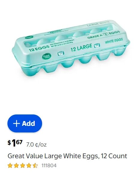 Great Value Large White Eggs at Walmart