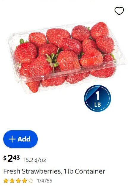 Fresh Strawberries, 1 lb Container at Walmart