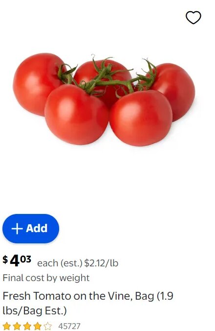 Fresh Tomato on the Vine, Bag at Walmart