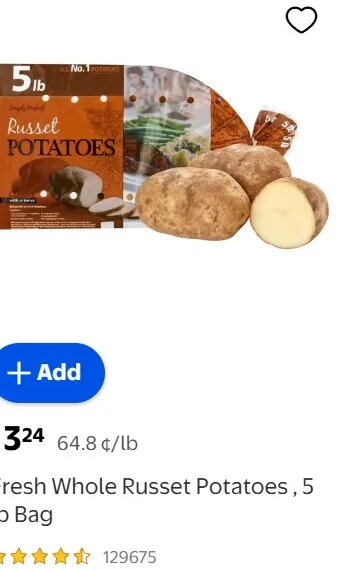 Fresh Whole Russet Potatoes at Walmart