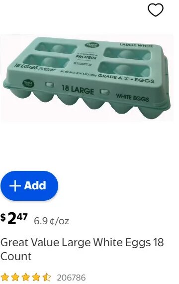 Great Value Large White Eggs at Walmart