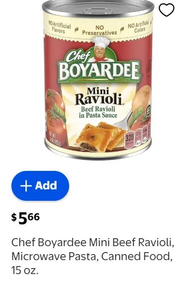 Chef Boyardee Mini Beef Ravioli, Microwave Pasta