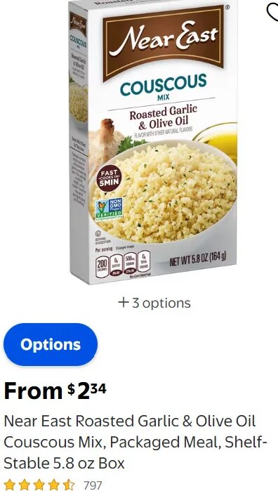 Near East Roasted Garlic & Olive Oil Couscous Mix at Walmart