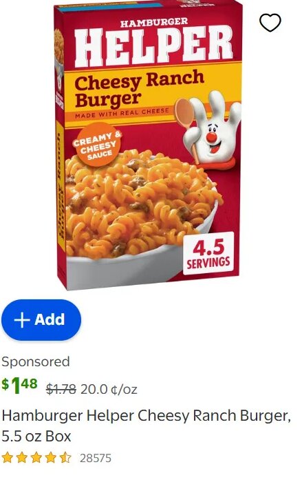 Hamburger Helper Cheesy Ranch Burger