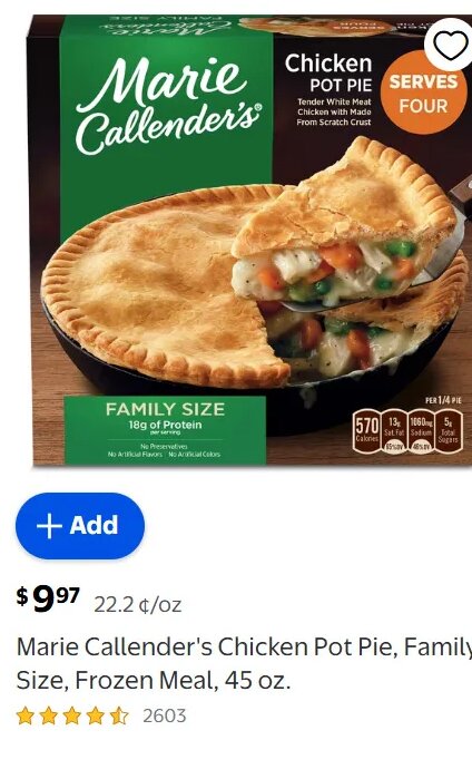 Marie Callender's Chicken Pot Pie, Family Size, Frozen Meal, 45 oz.