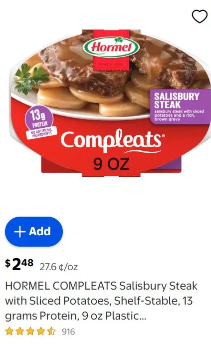 HORMEL COMPLEATS Salisbury Steak at Walmart