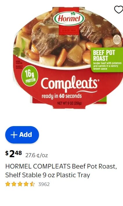 HORMEL COMPLEATS Beef Pot Roast at Walmart