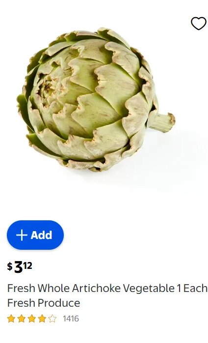 Fresh Whole Artichoke Vegetable 1 Each, Fresh Produce